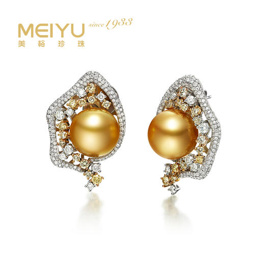 炫彩海南 金18K南洋珍珠耳钉12-12.5mm 95286 商品图0