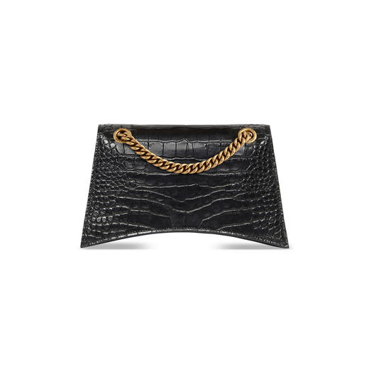 BALENCIAGA 巴黎世家 女士 Crush 小号柔韧鳄鱼纹压纹牛皮革链带单肩包 黑色 716351 210IX 1000 商品图2