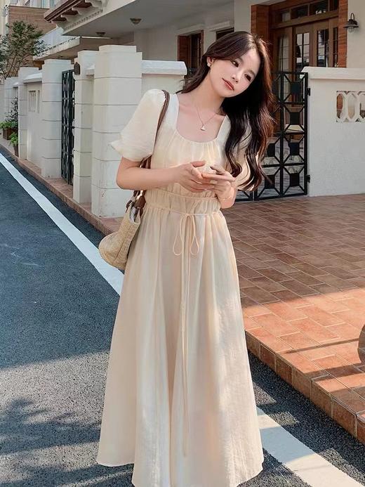 喜出-法式提花暗纹泡泡袖中长连衣裙 商品图2