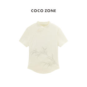 COCO ZONE2024春夏国风立领提花汉服女短袖上衣CC1A0443