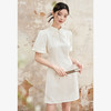 新中式国风提花连衣裙女夏季高级感收腰立领花苞袖连衣裙V1341119 商品缩略图0