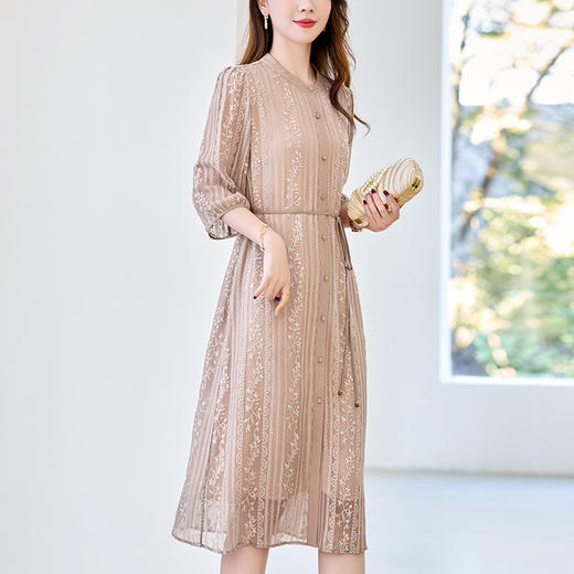 刺绣气质收腰显瘦，桑蚕丝重磅真丝连衣裙KQN-82497062 商品图1