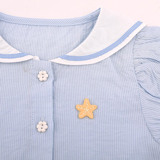 棉果果夏季新品女童抽条巴厘纱翻领连衣裙M222701224225 商品图1