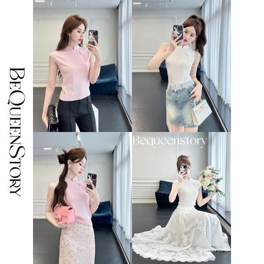 BeQueenStory【胭脂棠梨】时尚百搭雅韵国风新中式无袖上衣夏季 商品图0