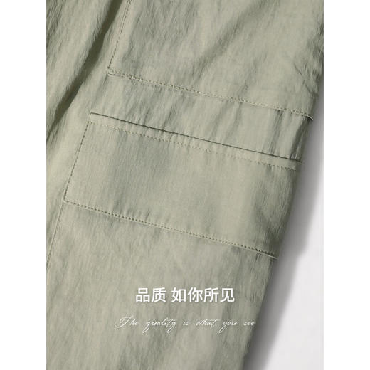 COCOBELLA工装风轻薄阔腿降落伞裤两穿抽绳直筒休闲裤PA7025 商品图4