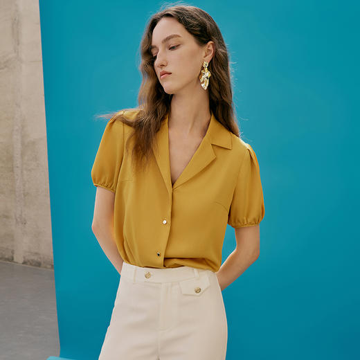 EITIE爱特爱夏季新款修身百搭通勤衬衣上衣女7409108 商品图3