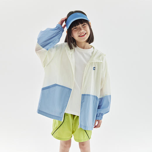 cicochild夏亲子款拼色连帽防晒衣UPF50+儿童户外轻薄休闲外套 商品图2