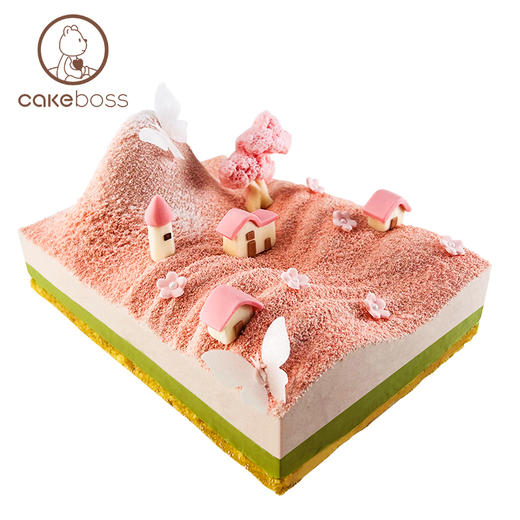 樱花微景观「花渡春」草莓抹茶慕斯蛋糕 商品图4