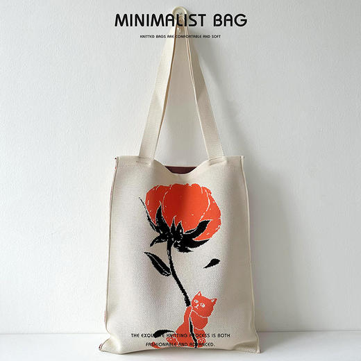 夏季【小众设计可爱熊猫针织包】韩版百搭单肩包 大容量通勤斜挎包托特包 国庆出游户外 商品图9