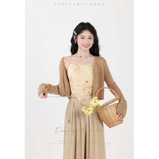 【6折秒杀】鹿向南【如梦花】早春新中式国风套装吊带针织开衫女禅意休闲裤裙J068001/J068002 商品图3