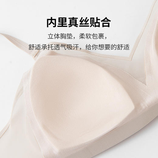 TG春夏真丝无痕贴合三角杯文胸 超薄款透气亲肤桑蚕丝内衣小胸 商品图1