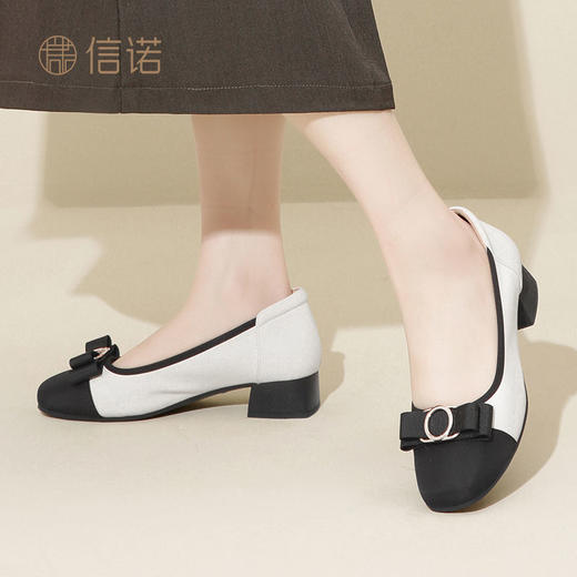 信诺真皮舒适单鞋2024新款春款高跟鞋春季中年香风女士皮鞋妈妈鞋24C5009-8 商品图2