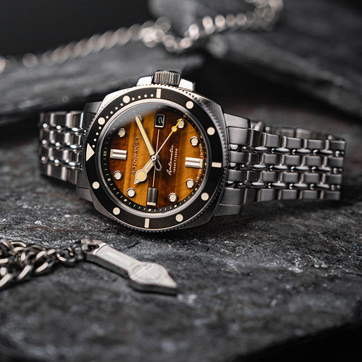 新款SPINNAKER三角帆青金石孔雀石盘面复古自动机械手表限量5114 商品图2