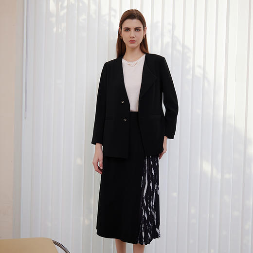 【拼接撞色百褶裙】24年春夏新品女士时尚百搭中长款半裙 商品图2