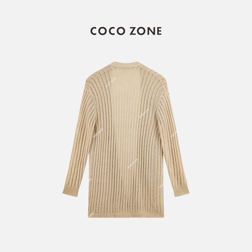 COCO ZONE2024早春新款镂空V领毛衣气质长袖毛针织衫CC1A0414 商品图1
