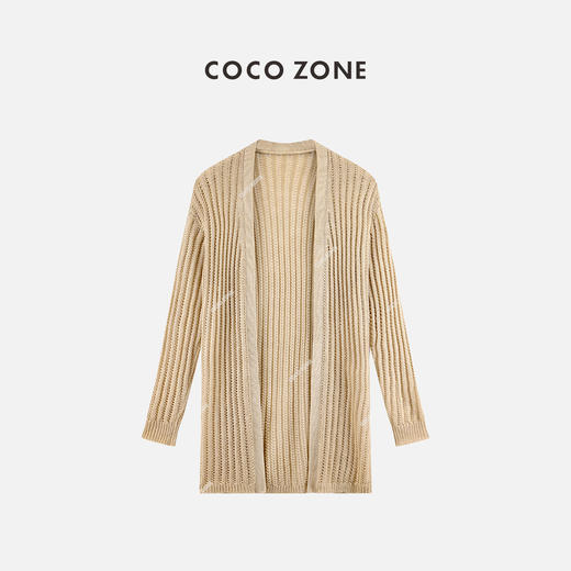 COCO ZONE2024早春新款镂空V领毛衣气质长袖毛针织衫CC1A0414 商品图0