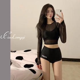 【三件套】游泳衣女保守分体性感遮肚显瘦仙女ins长袖防晒泳装
