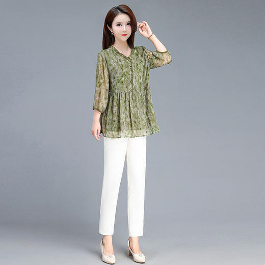 印花雪纺衫上衣+九分哈伦裤两件套QYM-JJ-C241013-Y 商品图2