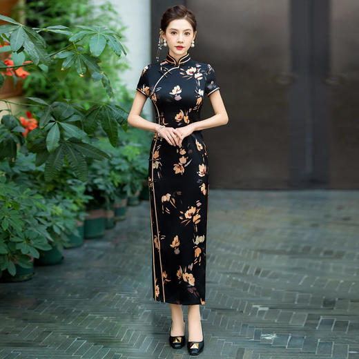 WXG真丝旗袍高端气质改良版桑蚕丝旗袍日常可穿 商品图0