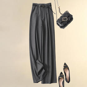 窄版阔腿裤春夏高级灰色西装裤，高腰垂感休闲直筒拖地裤962301
