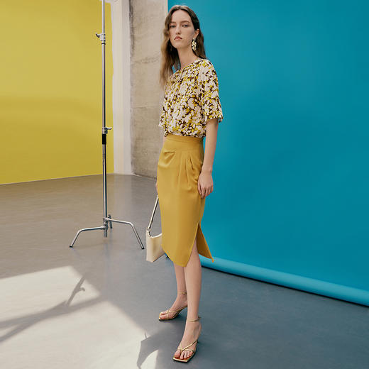 EITIE爱特爱夏季新款时尚气质高腰裙摆开叉半身裙7406108 商品图1