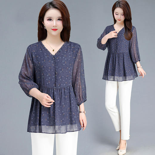 印花雪纺衫上衣+九分哈伦裤两件套QYM-JJ-C241013-Y 商品图3