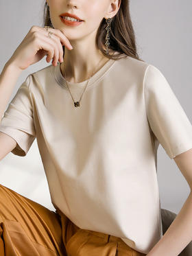 【109元2件】【专柜高品质】80s液氨凉感丝光棉短袖 春夏丝绸凉感棉圆领V领T恤