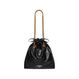 BALENCIAGA 巴黎世家 女士 Crush 压光牛皮革小号托特包 黑色 742942 210IT 1000