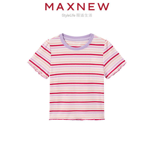【T恤】小童云感棉抗菌条纹拼接T恤 1N2351219 商品图1