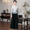 新中式中国风，禅意水墨V领旗袍雪纺上衣两件套HH-9973 商品缩略图2