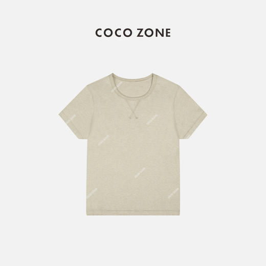 刘一一&COCO ZONE“质感T"100棉圆领交叉线设计感休闲短袖T恤24C10205 商品图1