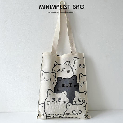 夏季【小众设计可爱熊猫针织包】韩版百搭单肩包 大容量通勤斜挎包托特包 国庆出游户外 商品图10