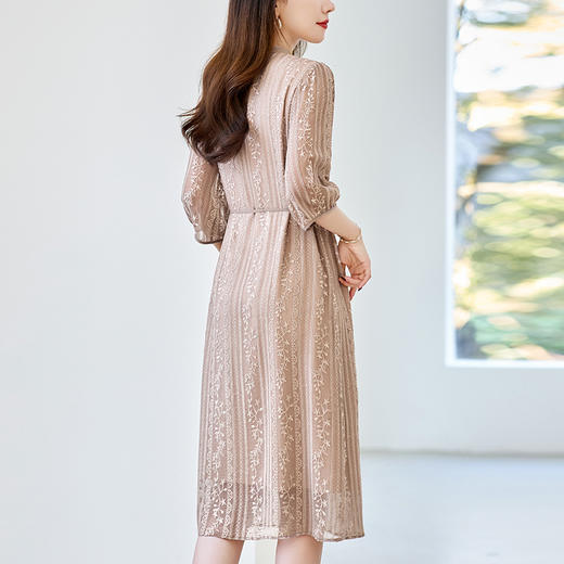 刺绣气质收腰显瘦，桑蚕丝重磅真丝连衣裙KQN-82497062 商品图3