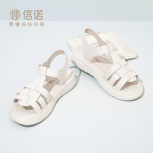 信诺 真皮舒适女鞋 2024新款夏季轻便休闲运动罗马凉鞋软底妈妈鞋L323-17 商品图1