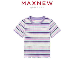 【T恤】小童云感棉抗菌条纹拼接T恤 1N2351219