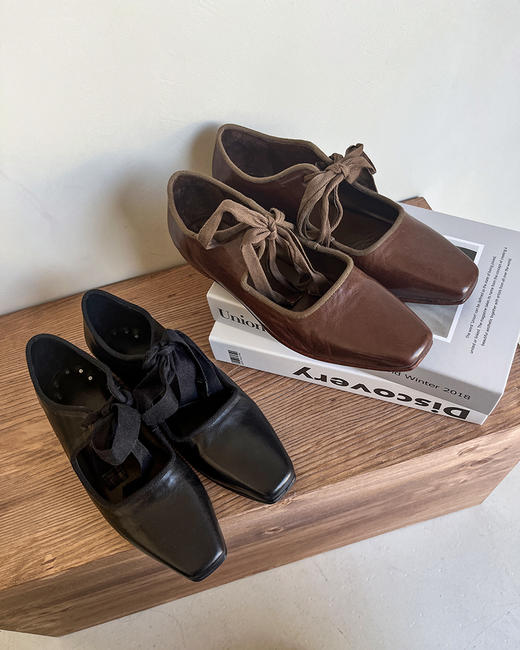 现货 THS 4.13-限时 女士 复古法式绑带水洗鞋 小众随性玛丽珍小皮鞋 2色 BZ1165 商品图1