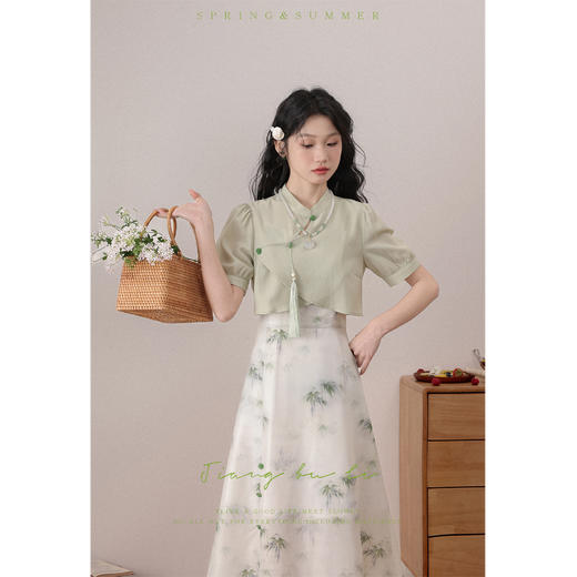 鹿向南【云雾风吟】新中式国风套装女夏季新款改良连衣裙两件套 商品图2