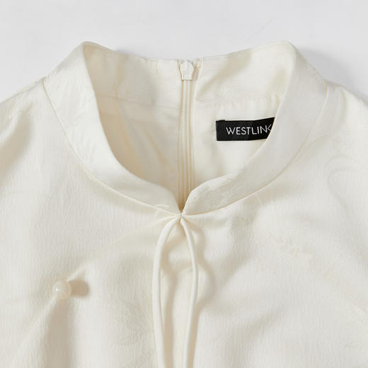 新中式国风提花连衣裙女夏季高级感收腰立领花苞袖连衣裙V1341119 商品图5