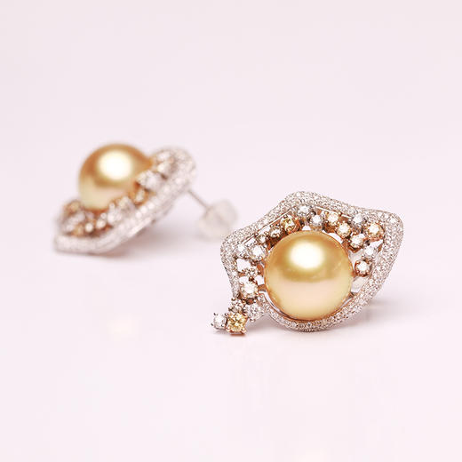 炫彩海南 金18K南洋珍珠耳钉12-12.5mm 95286 商品图3