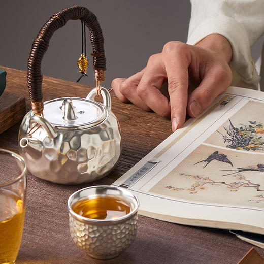 拾物观心·锤纹鎏银古法瓷胎茶器，爱茶人的白月光，素雅如月，洁白如霜【G】 商品图1
