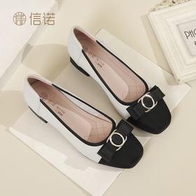信诺真皮舒适单鞋2024新款春款高跟鞋春季中年香风女士皮鞋妈妈鞋24C5009-8