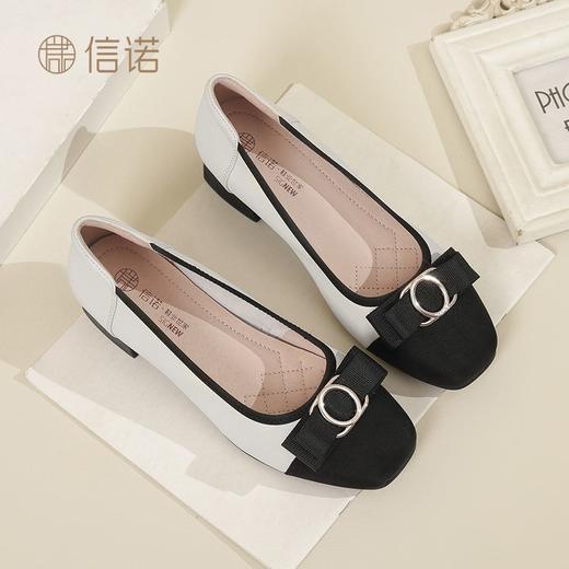 信诺真皮舒适单鞋2024新款春款高跟鞋春季中年香风女士皮鞋妈妈鞋24C5009-8 商品图0