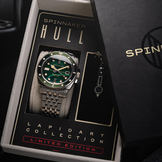 新款SPINNAKER三角帆青金石孔雀石盘面复古自动机械手表限量5114 商品图4