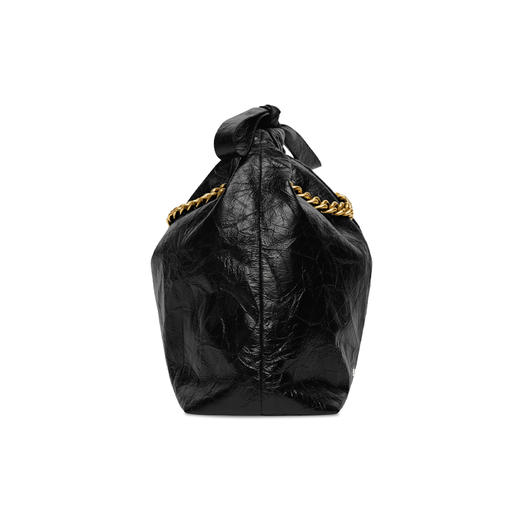 BALENCIAGA 巴黎世家 女士 Crush 压光牛皮革小号托特包 黑色 742942 210IT 1000 商品图1