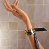 订购8周到｜AN-NEE-JMA-蓝色 2cm丝巾 手镯（金色）［法国设计师］ 商品缩略图0