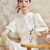 新中式国风提花连衣裙女夏季高级感收腰立领花苞袖连衣裙V1341119 商品缩略图2