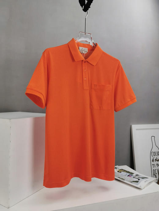 H马 2024春夏 字母刺绣小标 纯色丝光珠地棉 翻领短袖POLO衫 Z-11592 商品图5