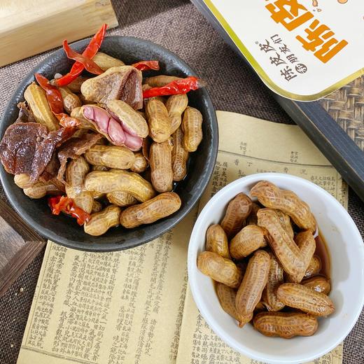 吃货拒绝不了的【陈皮卤花生】颗颗入味，软糯咸香，新会陈皮，搭配四粒红花生，纯植物香料，无添加，健康卤制，卤汤只用一次，吃的放心和健康！ 商品图0