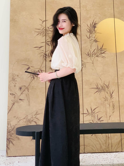 【百图lulu定制】【清冷系半身裙】浮雕暗纹 清冷系 高腰 国风半身裙 商品图10