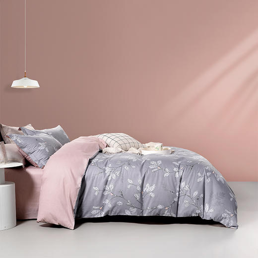 水星家纺 全棉抗菌四件套-叶叶思语 商品图1